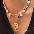 Shangjie Oem Joyas Mode Schmuck Halsketten für Frauen einzigartige Böhmen Bunte Perlen Halskette Blume Perle Charms Heart Halskette